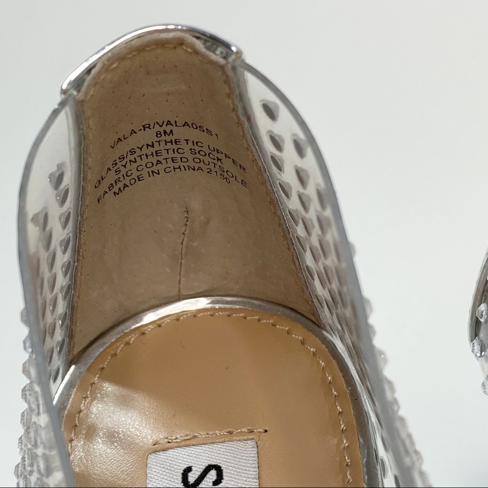 Steve Madden Women's Vala-r Heel in Rhinestone Crystal Silver Clear Pointed Toe - Picture 5 of 14
